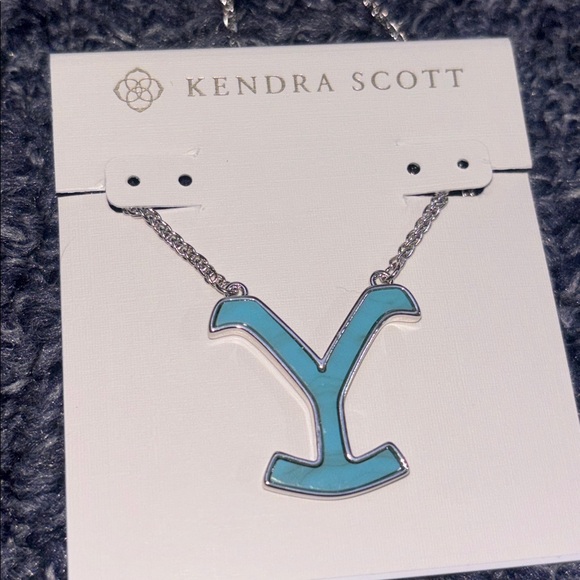 Kendra Scott Silver Necklace with Blue 'Y' Pendant - Picture 4 of 4